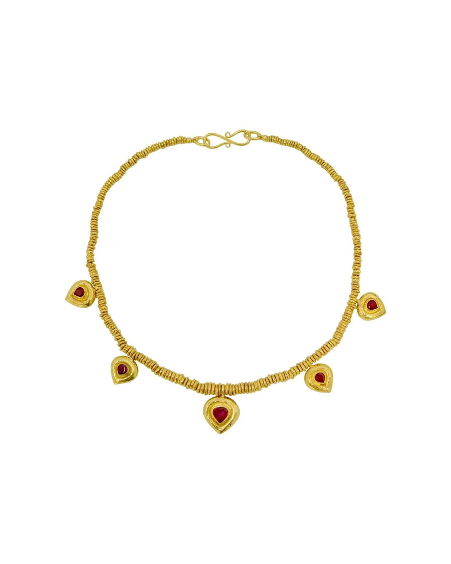 Hammered Heart Ruby Necklace Necklace Pruden and Smith