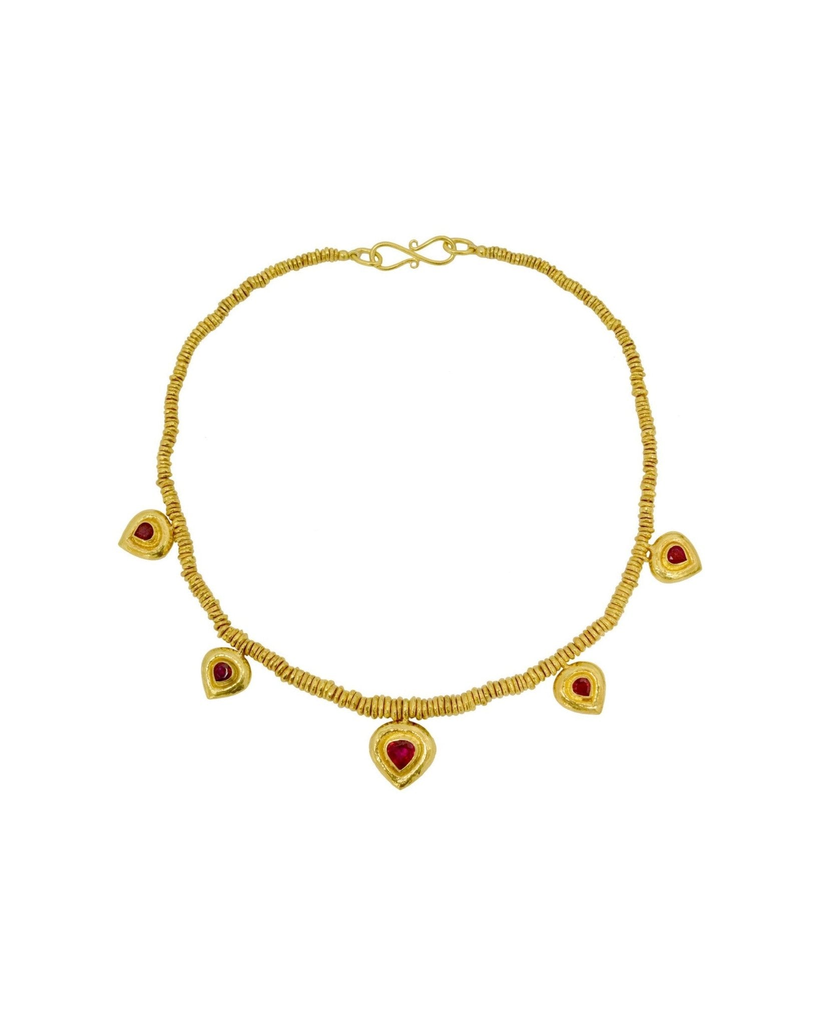 Hammered Heart Ruby Necklace Necklace Pruden and Smith