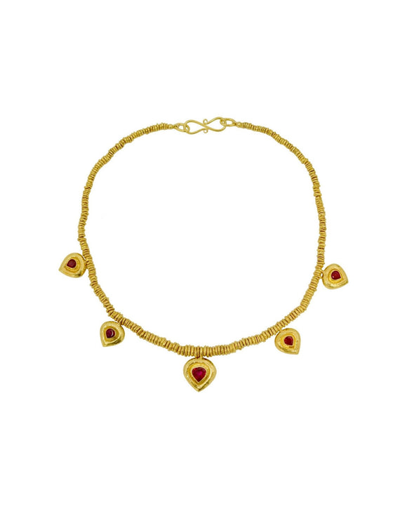 Hammered Heart Ruby Necklace Necklace Pruden and Smith