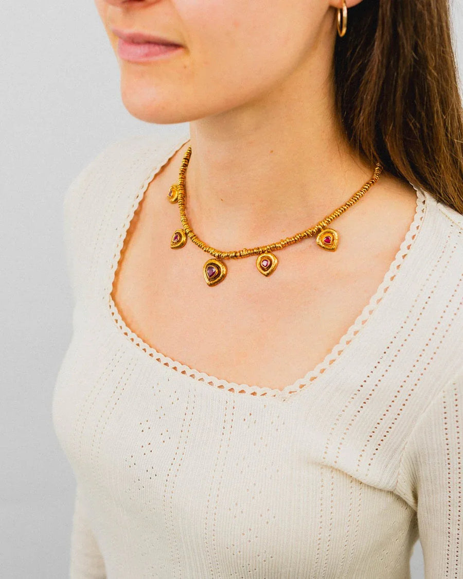 Hammered Heart Ruby Necklace Necklace Pruden and Smith