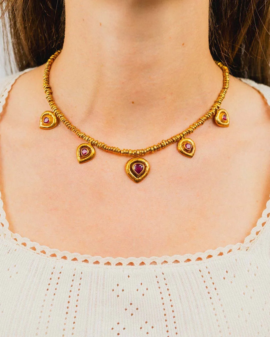 Hammered Heart Ruby Necklace Necklace Pruden and Smith