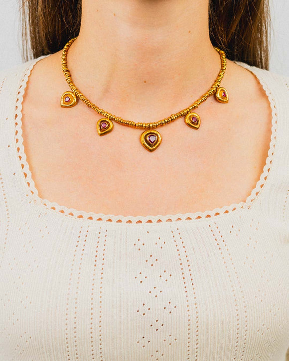 Hammered Heart Ruby Necklace Necklace Pruden and Smith