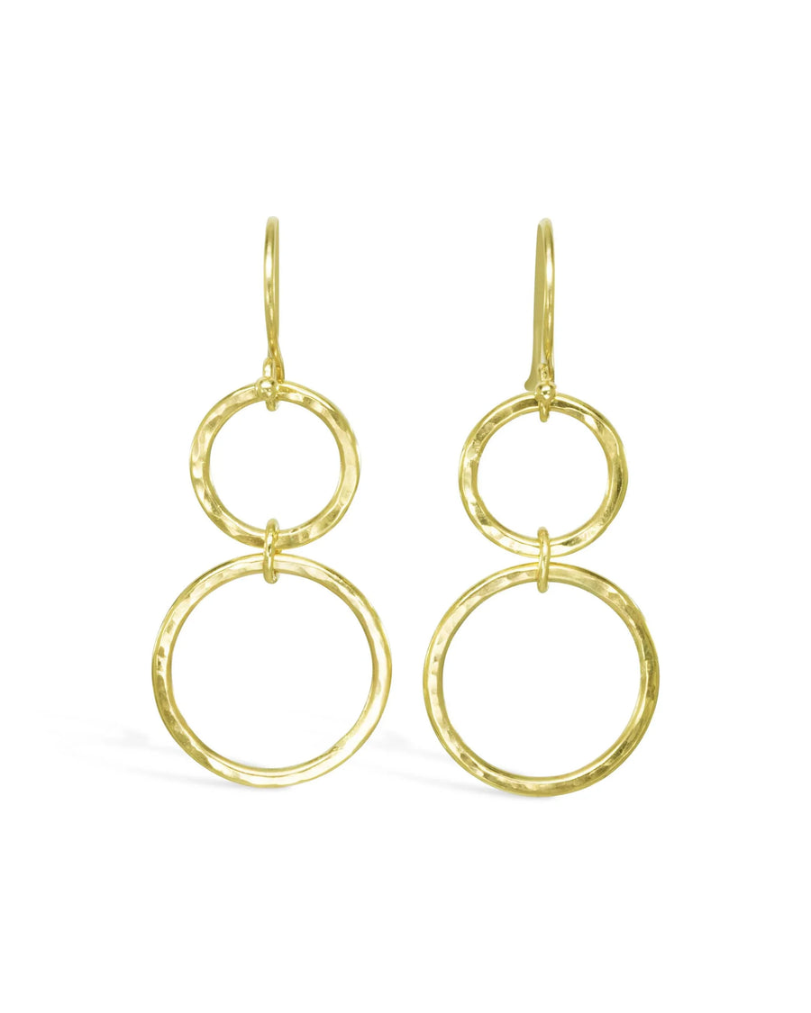 Hammered Hoop Yellow Gold Dangly Earrings Earrings Pruden and Smith