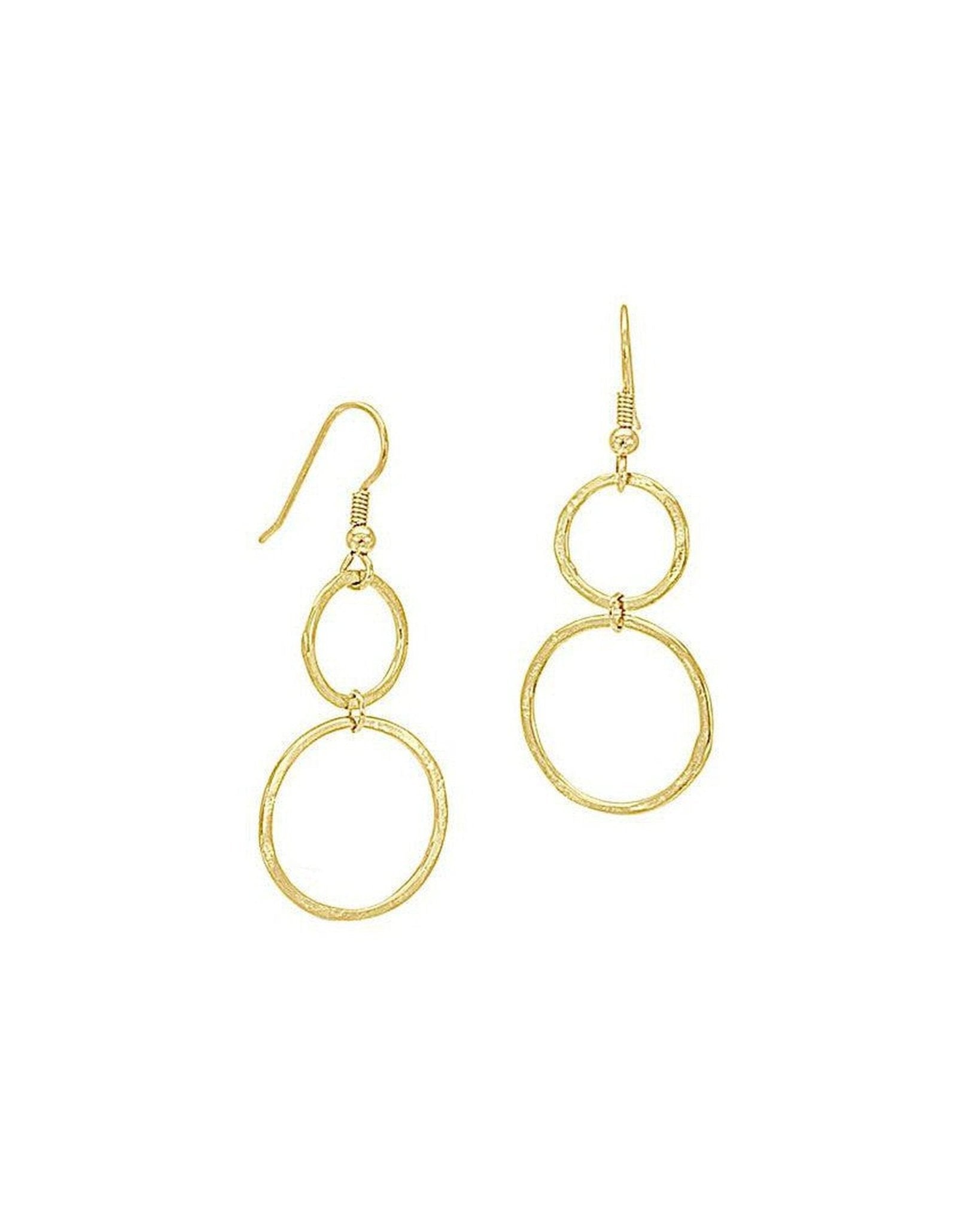 Hammered Hoop Yellow Gold Dangly Earrings Earrings Pruden and Smith