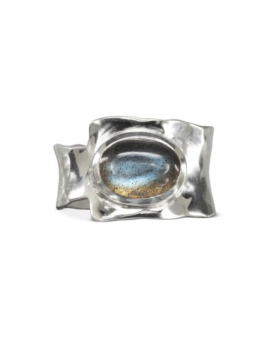 Unusual Hammered Labradorite Silver Ring Ring Pruden and Smith
