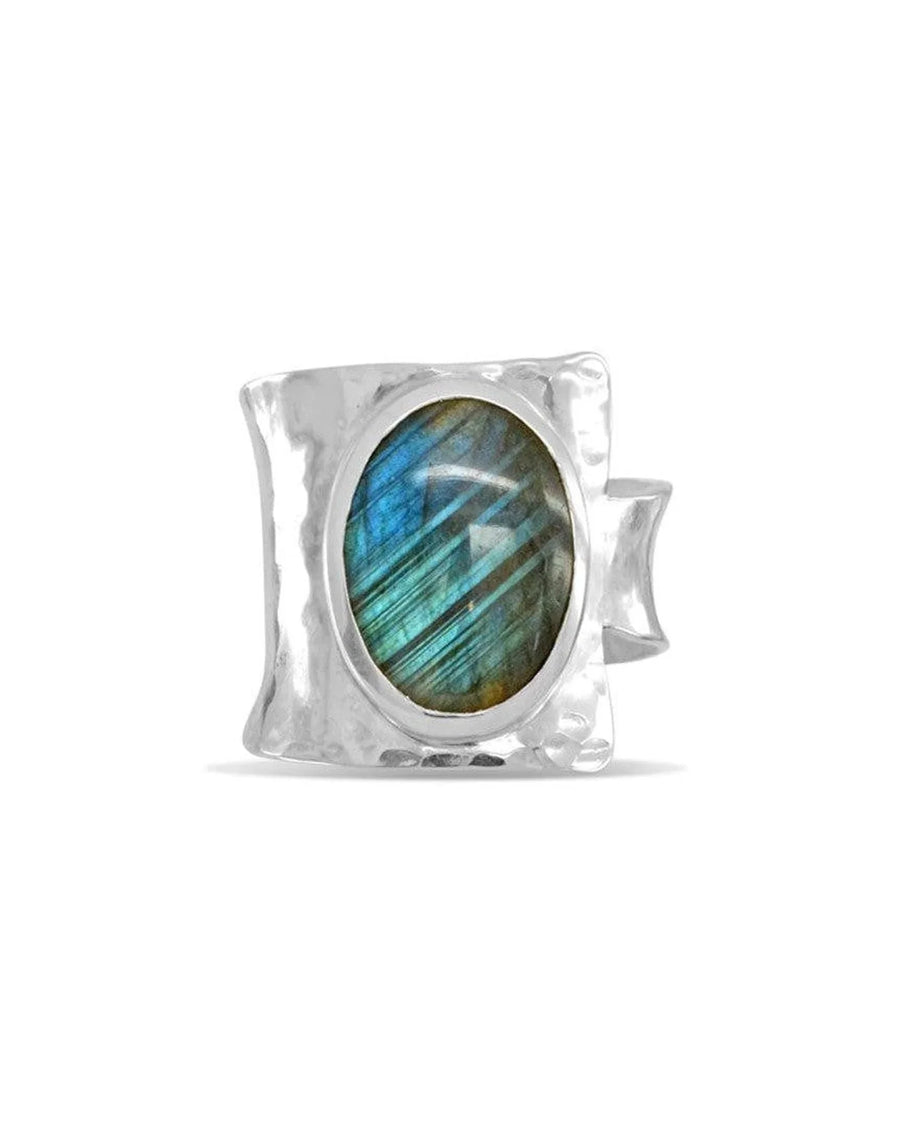 Hammered Labradorite Silver Ring Ring Pruden and Smith