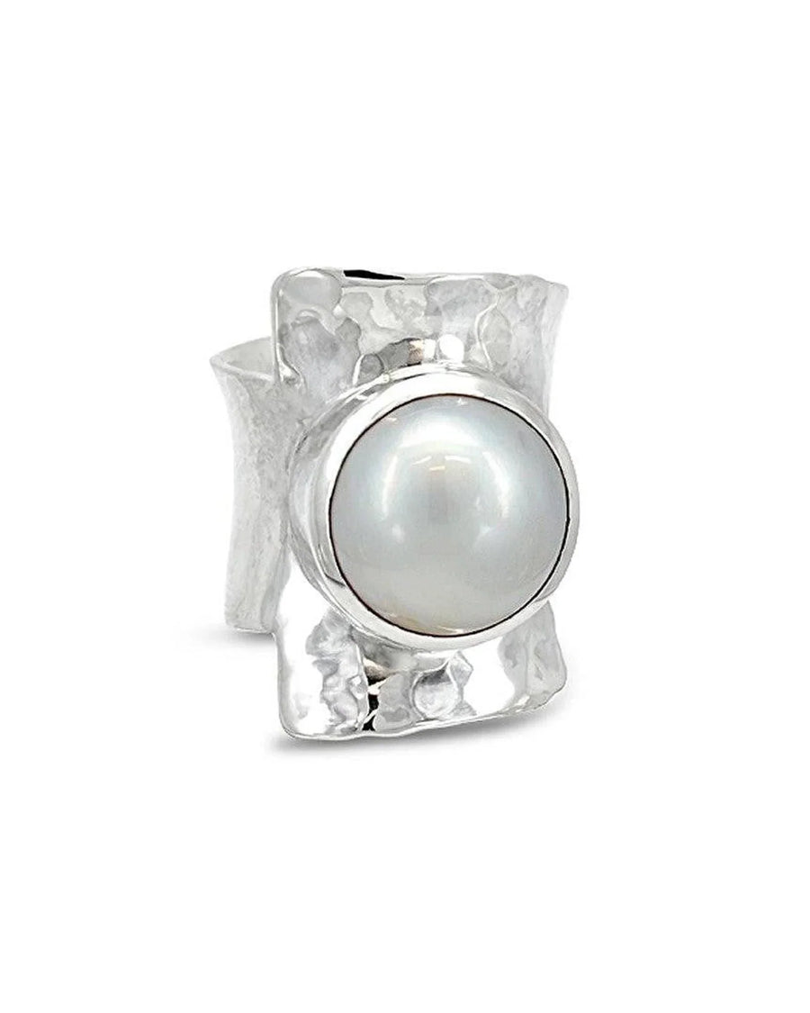Hammered Mabe Pearl Ring (Large) Ring Pruden and Smith