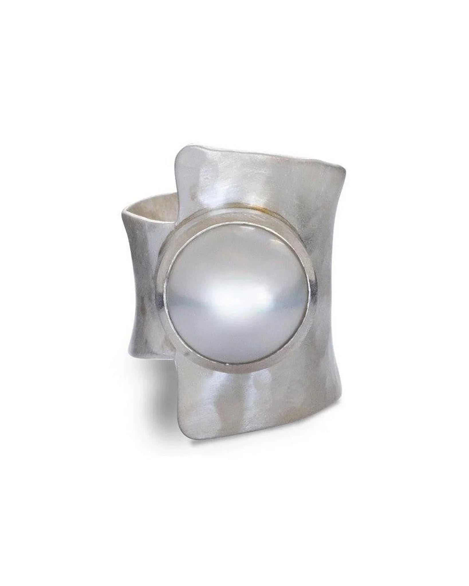 Matt Hammered Mabe Pearl Ring (Large) Ring Pruden and Smith