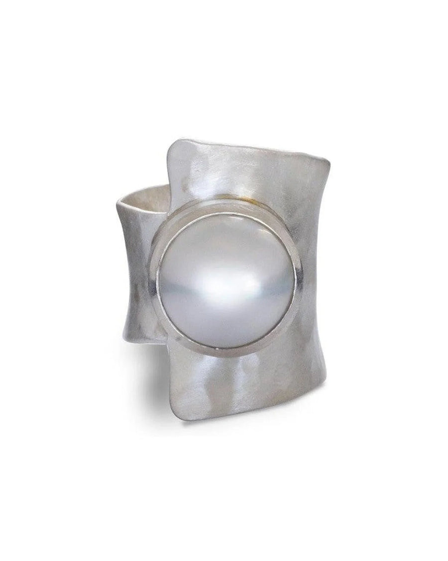 Matt Hammered Mabe Pearl Ring (Large) Ring Pruden and Smith