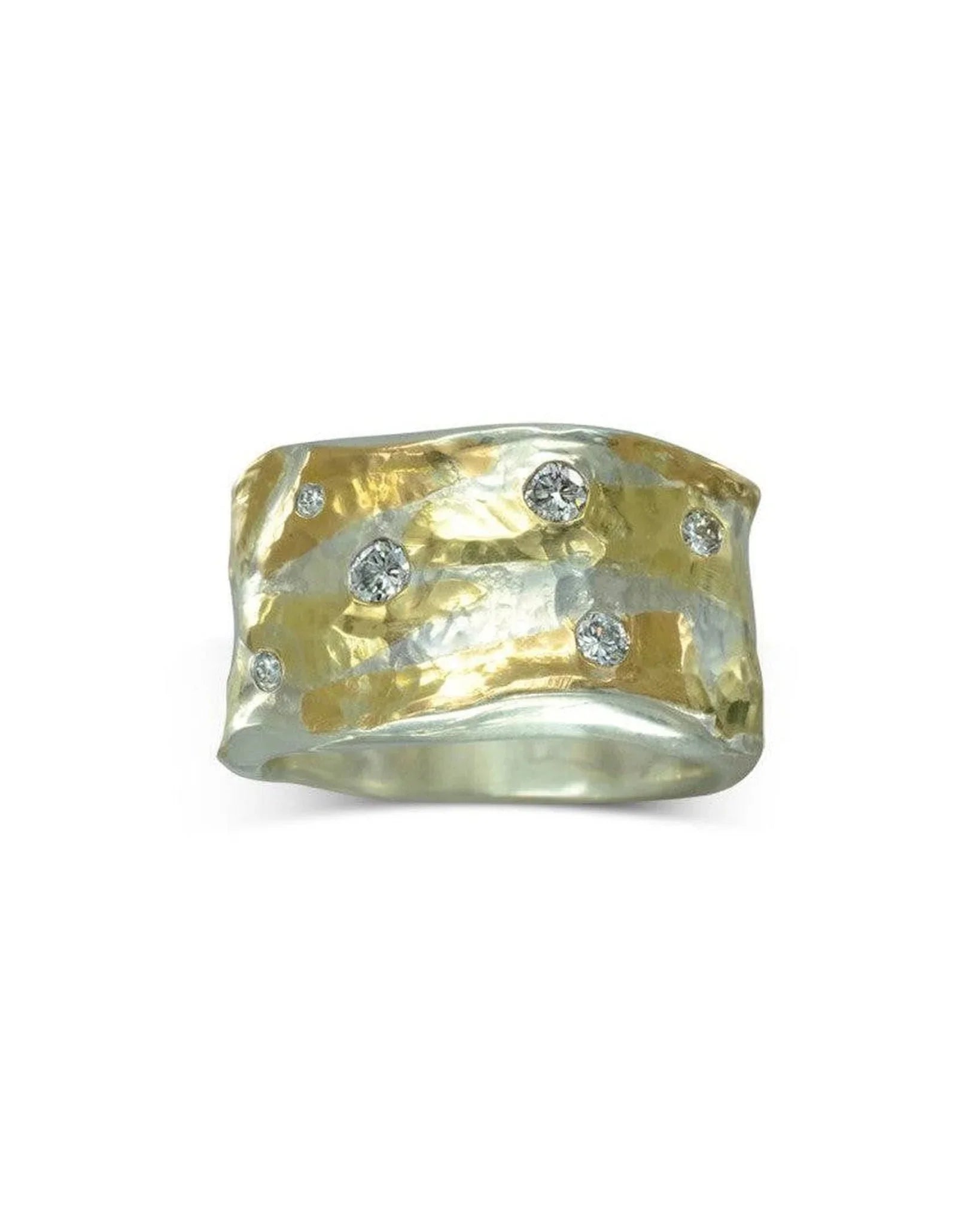 Hammered Mixed Metal Diamond Ring (Wide) Ring Pruden and Smith