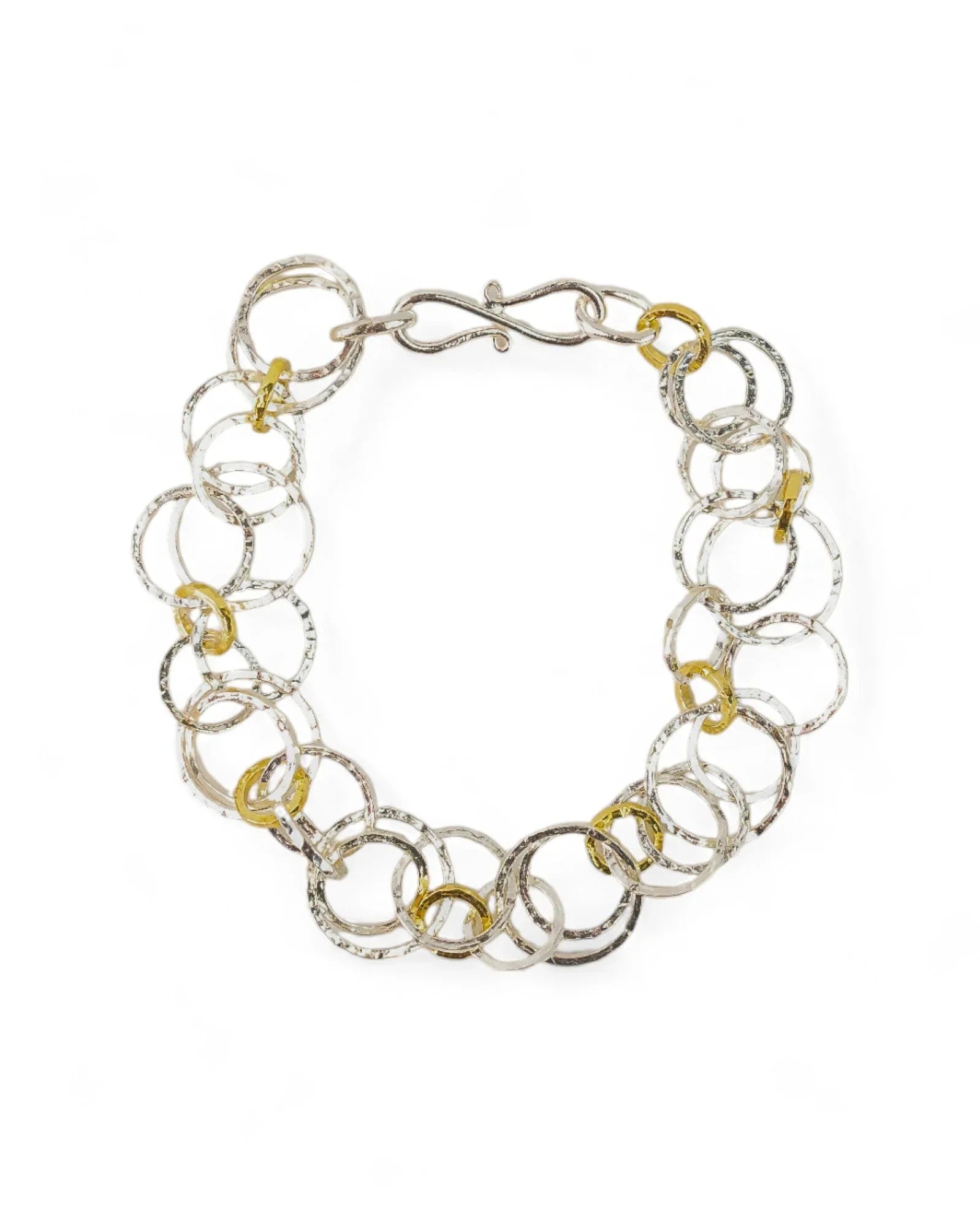 Hammered Mixed Metal Silver Chain Bracelet Bracelet Pruden and Smith