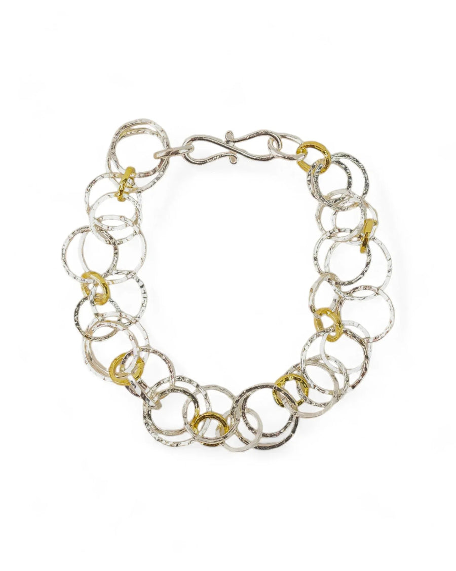 Hammered Mixed Metal Silver Chain Bracelet Bracelet Pruden and Smith