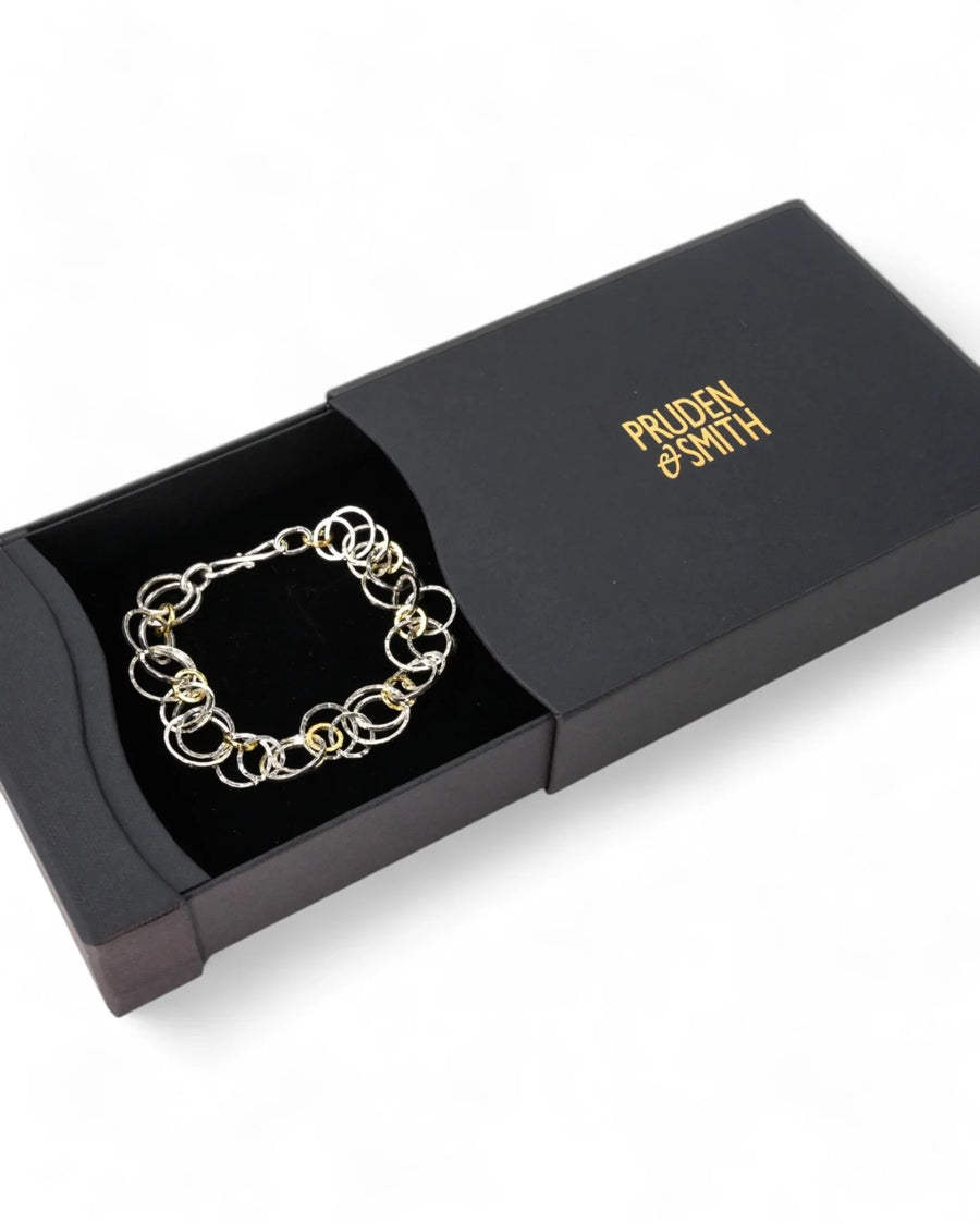 Hammered Mixed Metal Silver Chain Bracelet Bracelet Pruden and Smith