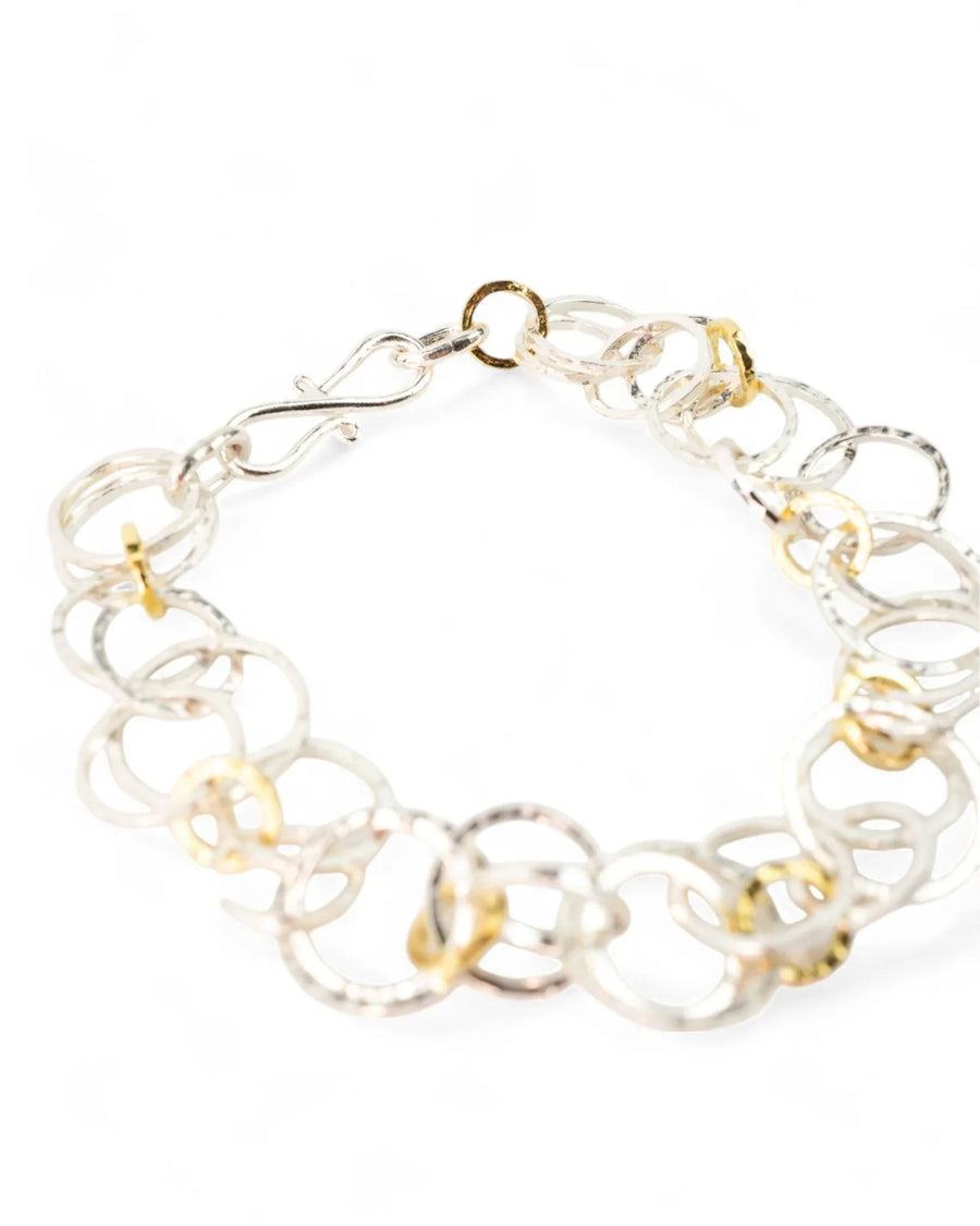 Hammered Mixed Metal Silver Chain Bracelet Bracelet Pruden and Smith