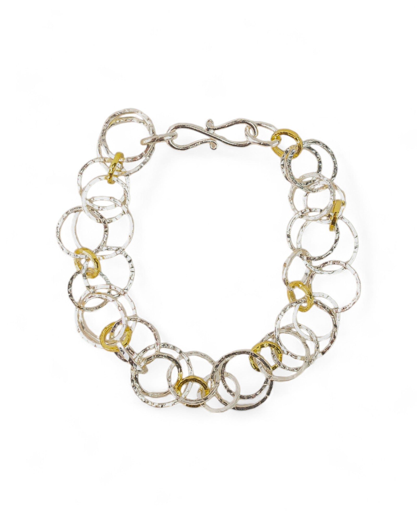 Hammered Mixed Metal Silver Chain Bracelet Bracelet Pruden and Smith