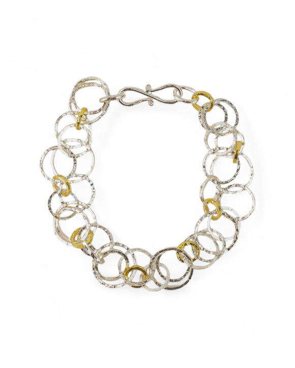 Hammered Mixed Metal Silver Chain Bracelet Bracelet Pruden and Smith