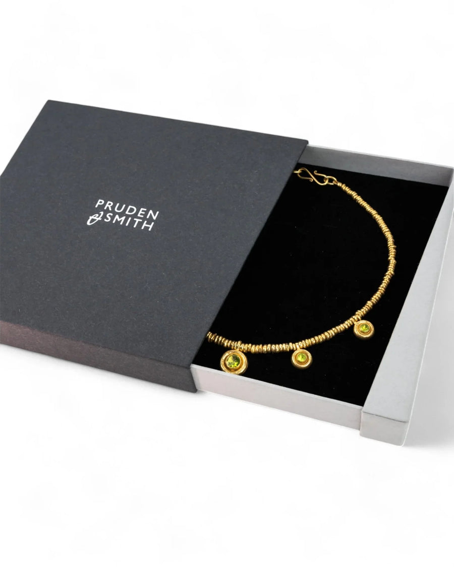 Hammered Peridot Heart Necklace Necklace Pruden and Smith