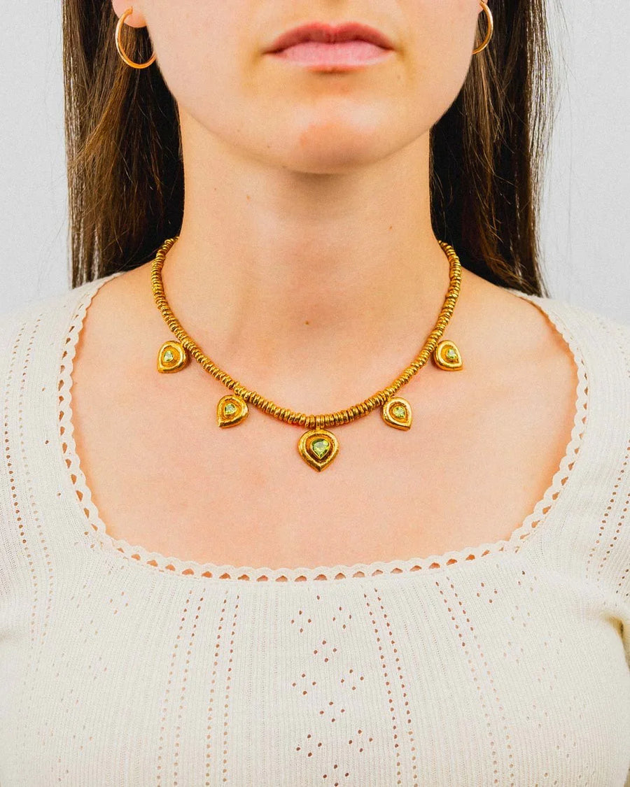 Hammered Peridot Heart Necklace Necklace Pruden and Smith
