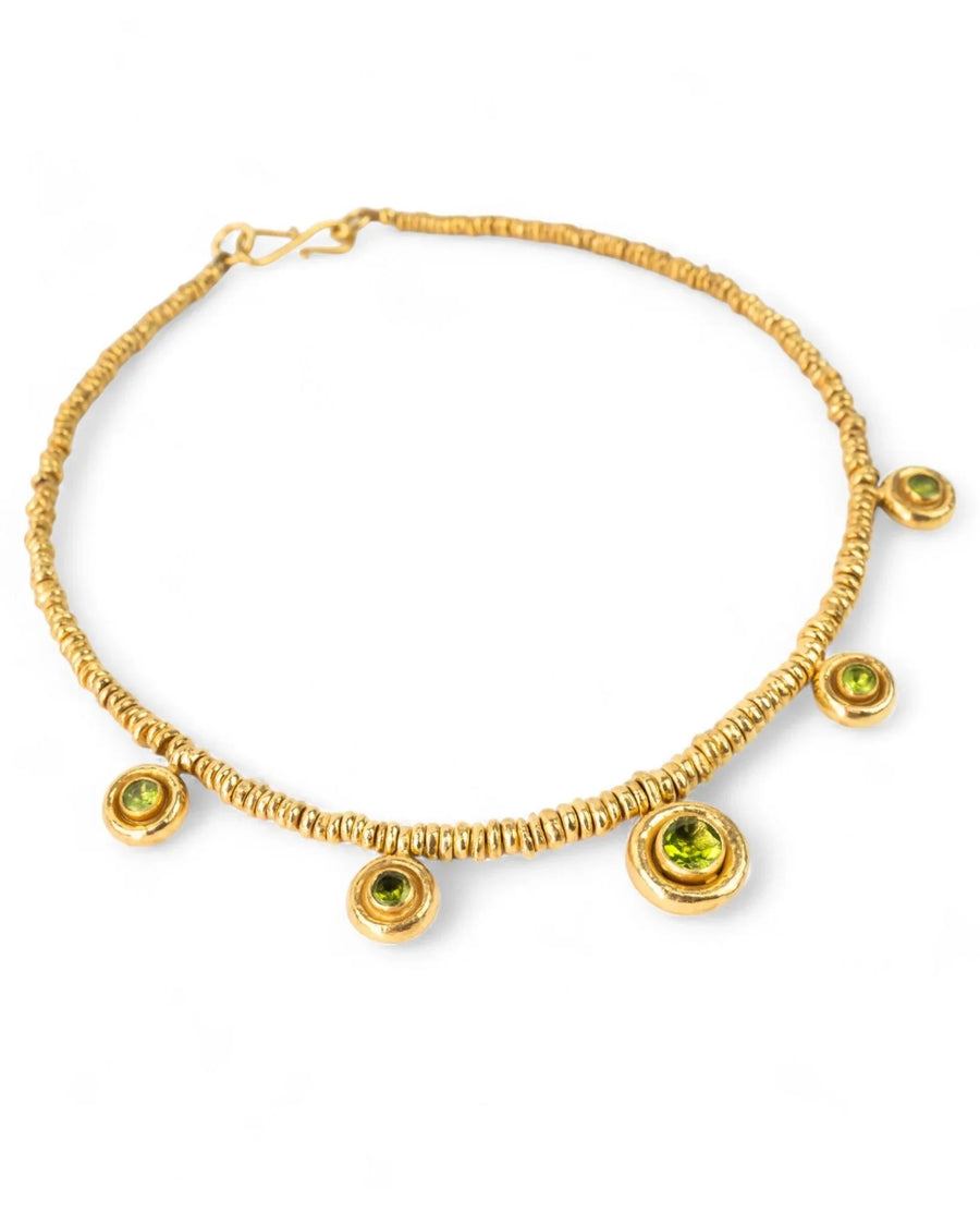 Hammered Peridot Heart Necklace Necklace Pruden and Smith