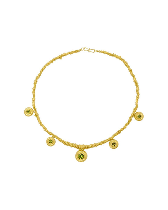 Hammered Peridot Necklace Necklace Pruden and Smith