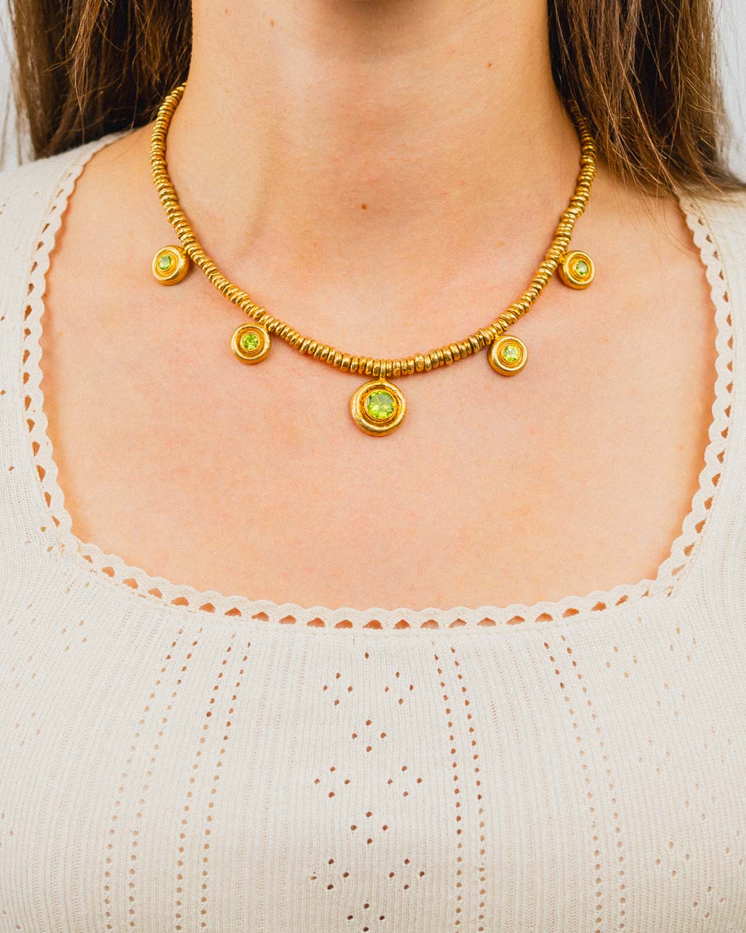 Hammered Peridot Necklace Necklace Pruden and Smith