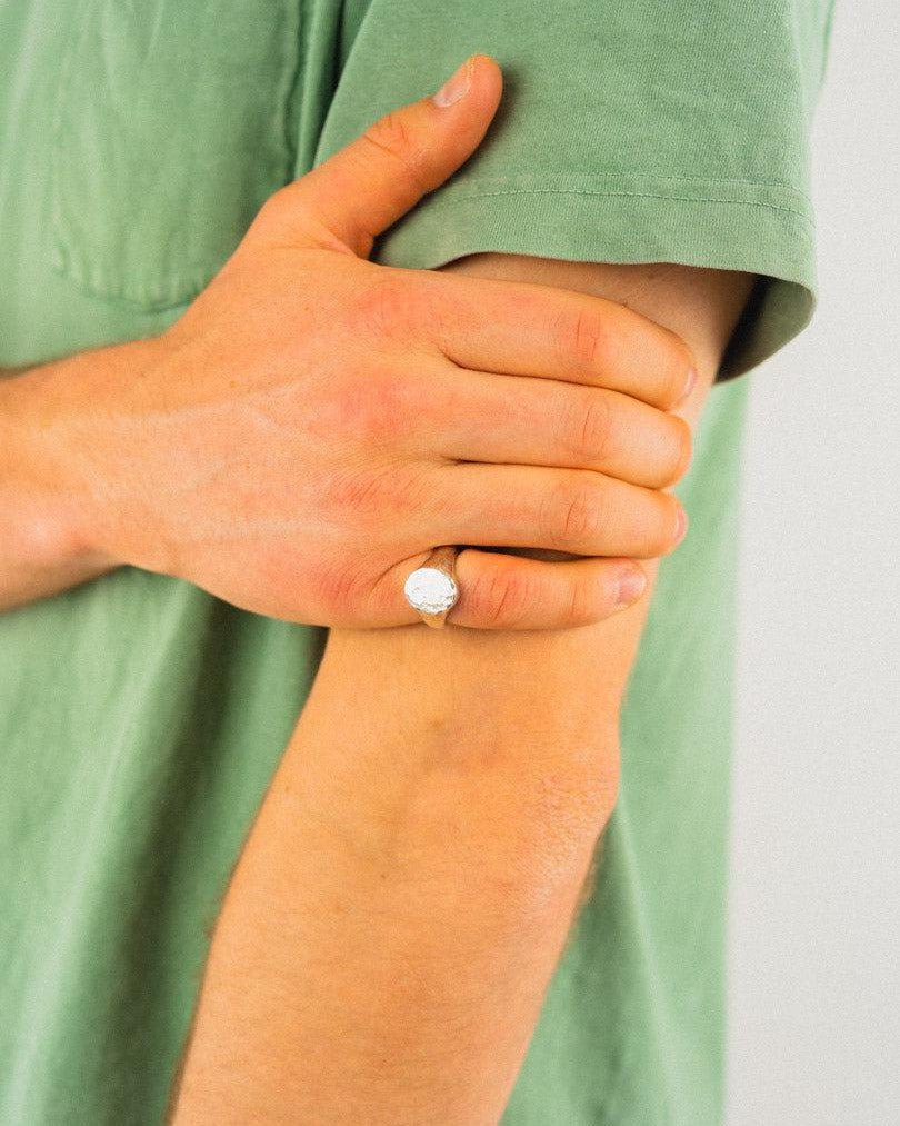 Hammered Platinum Signet Ring Ring Pruden and Smith