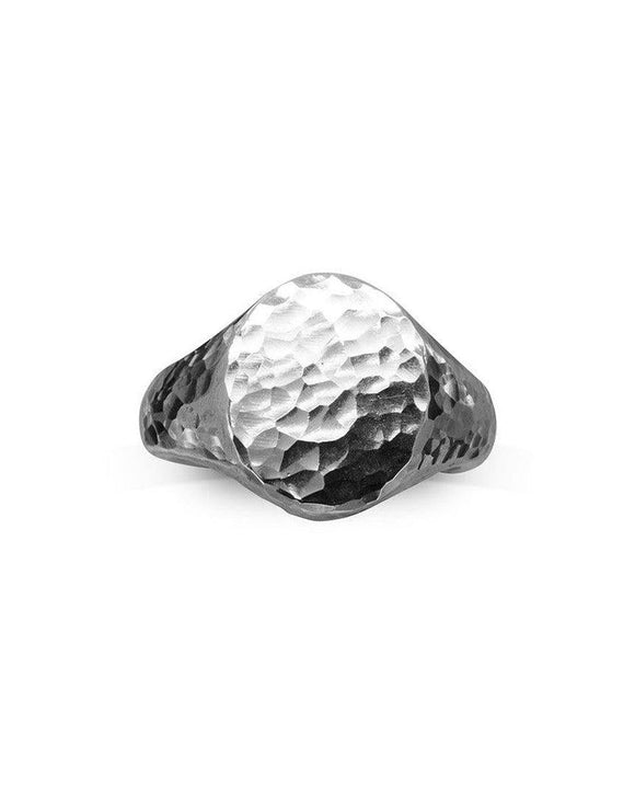 Hammered Platinum Signet Ring Ring Pruden and Smith