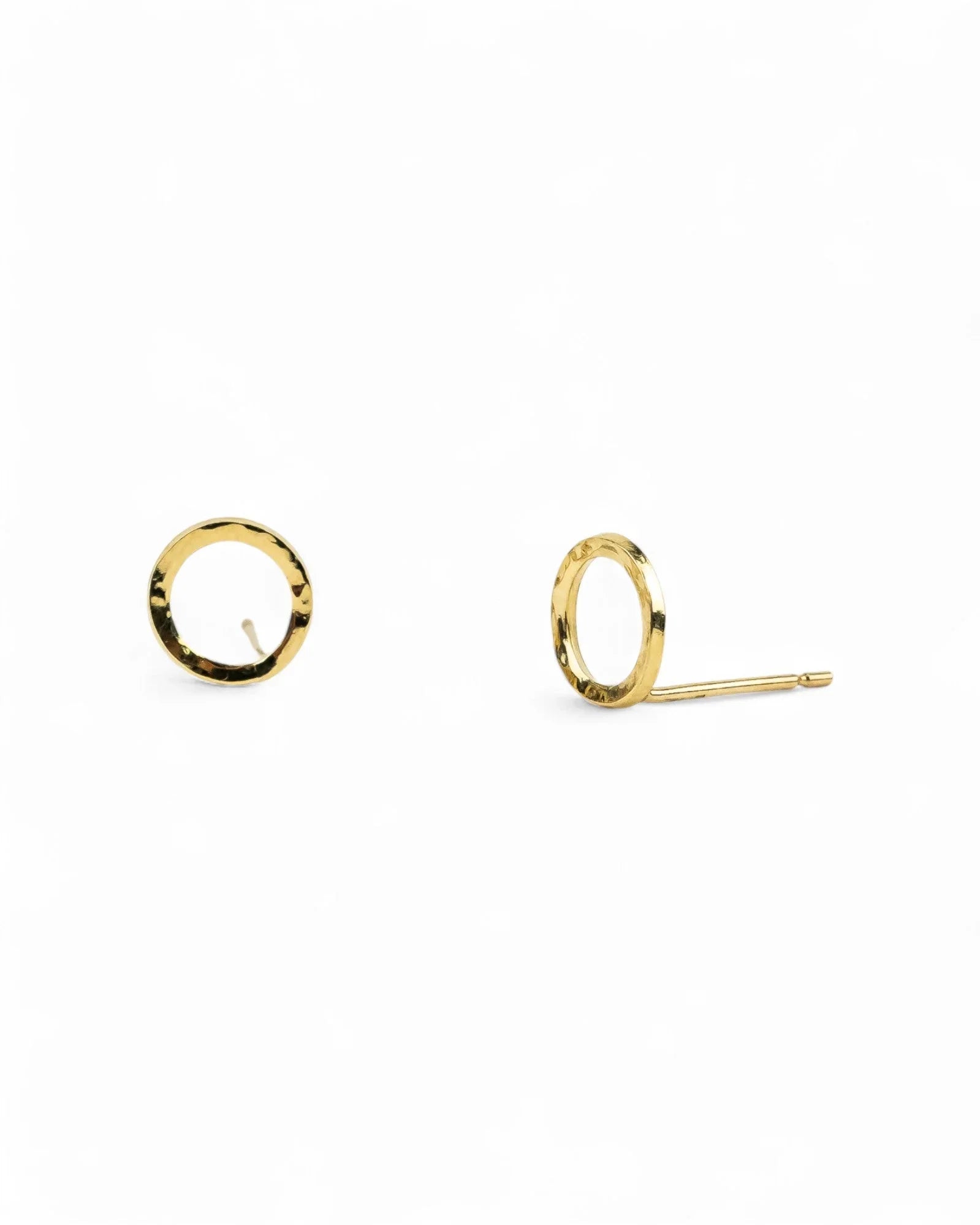 Hammered Ring Yellow Gold Stud Earrings Earrings Pruden and Smith