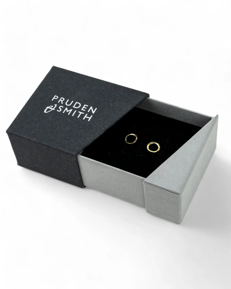 Hammered Ring Yellow Gold Stud Earrings Earrings Pruden and Smith