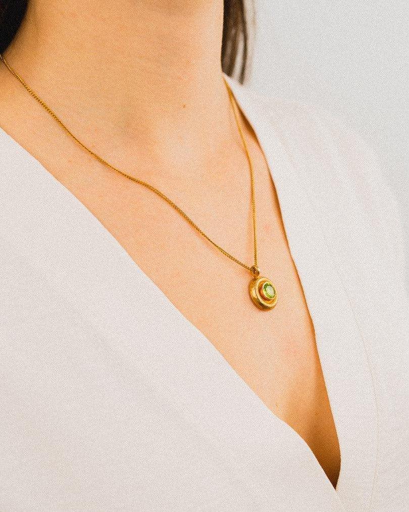 Hammered Roman Peridot Pendant Pendant Pruden and Smith