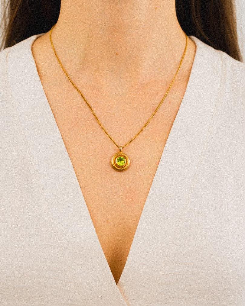 Hammered Roman Peridot Pendant Pendant Pruden and Smith