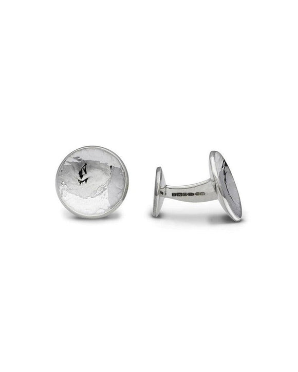 Hammered Round Concave Silver Cufflinks Cufflink Pruden and Smith