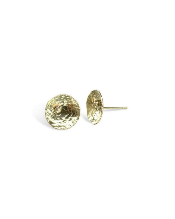Hammered Round Gold Bead Stud Earrings Earrings Pruden and Smith 9ct Yellow Gold