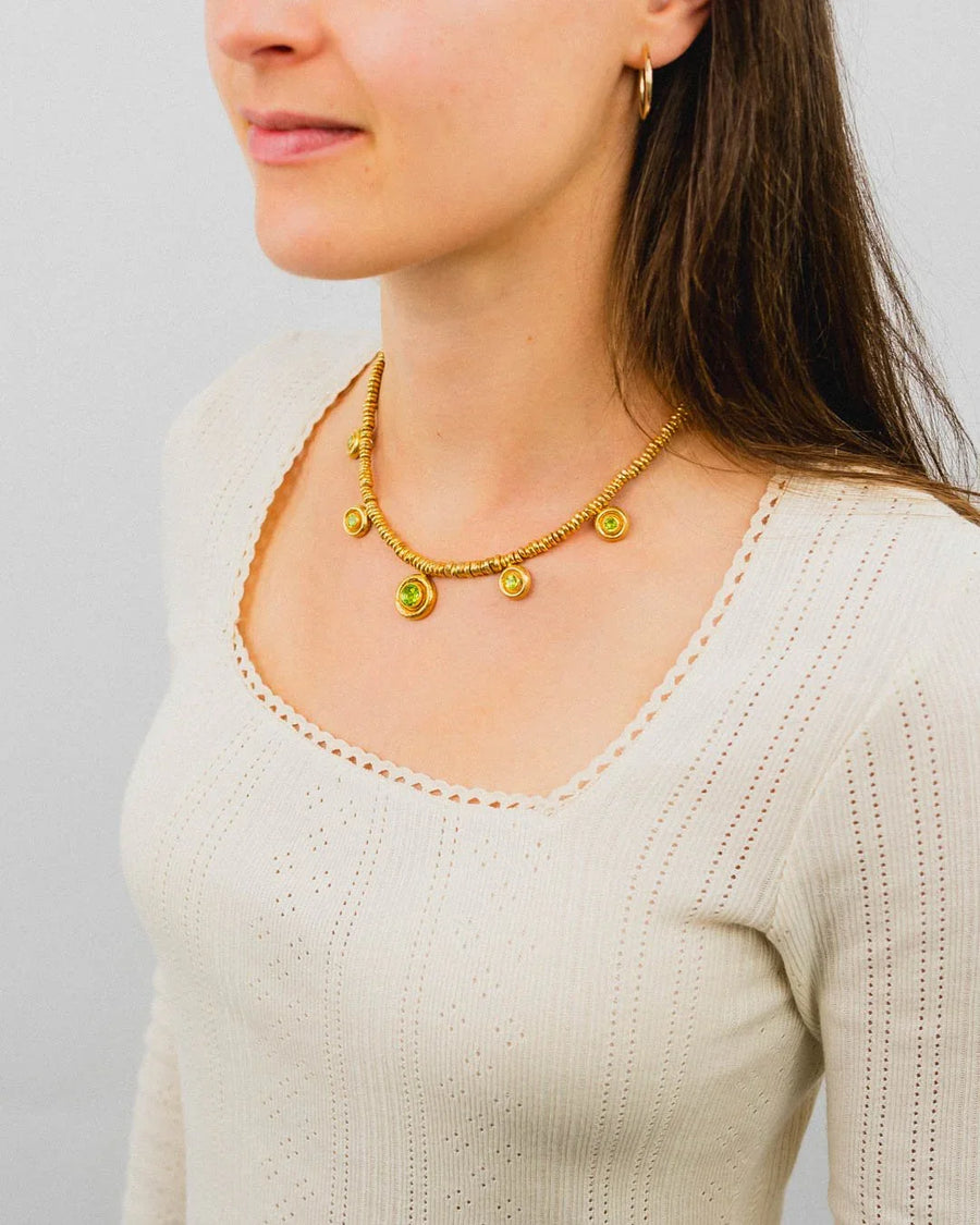 Hammered Peridot Necklace Necklace Pruden and Smith