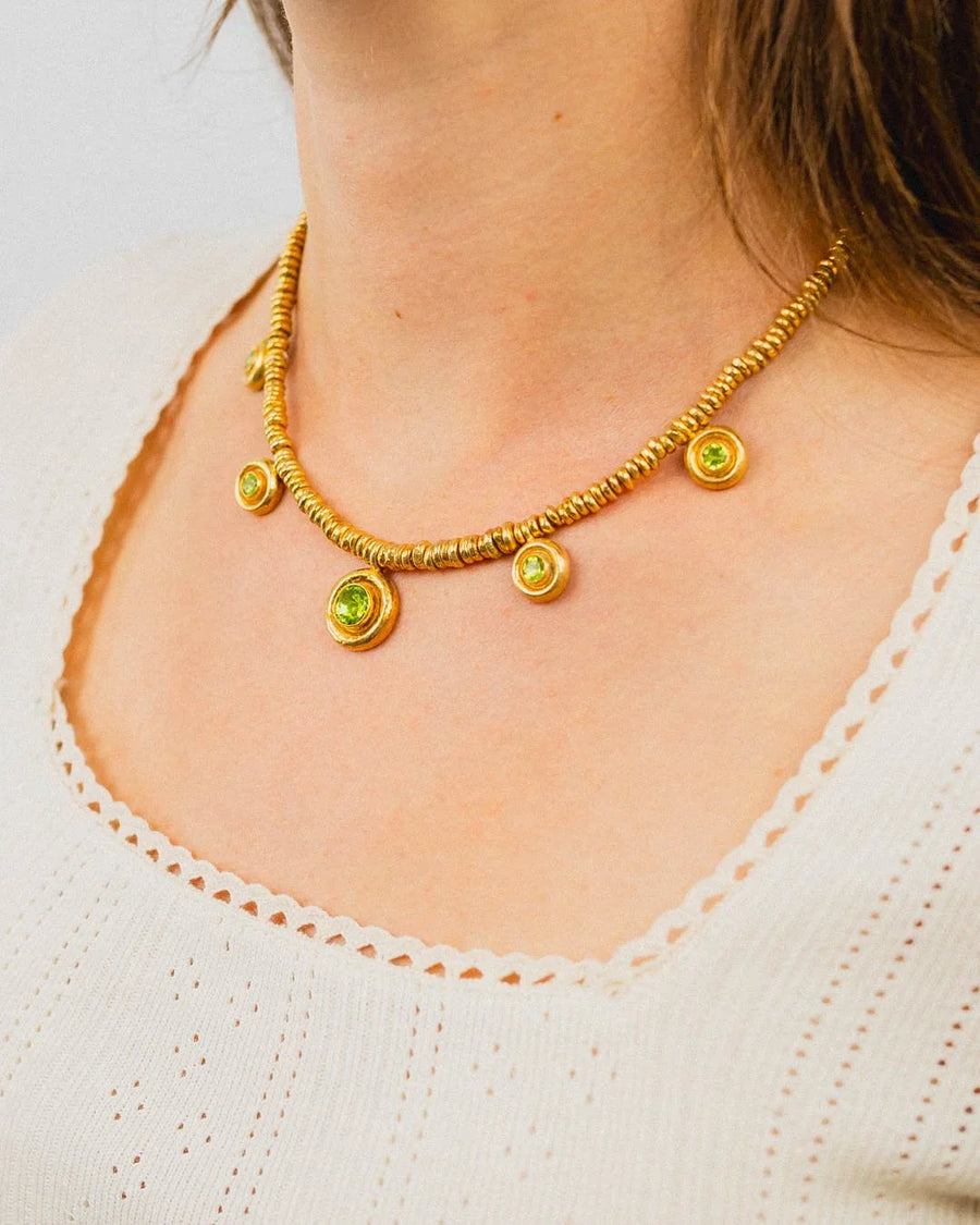 Hammered Peridot Necklace Necklace Pruden and Smith