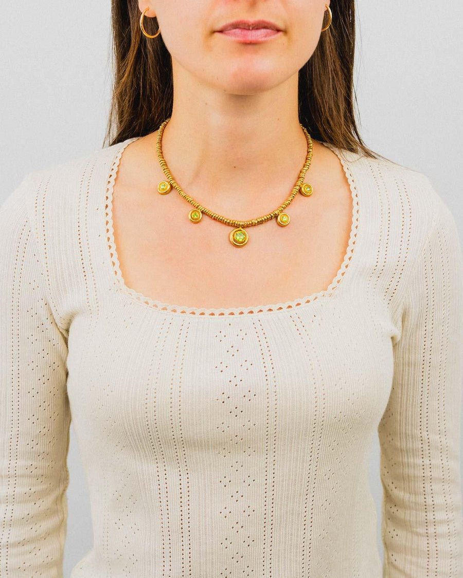 Hammered Peridot Necklace Necklace Pruden and Smith