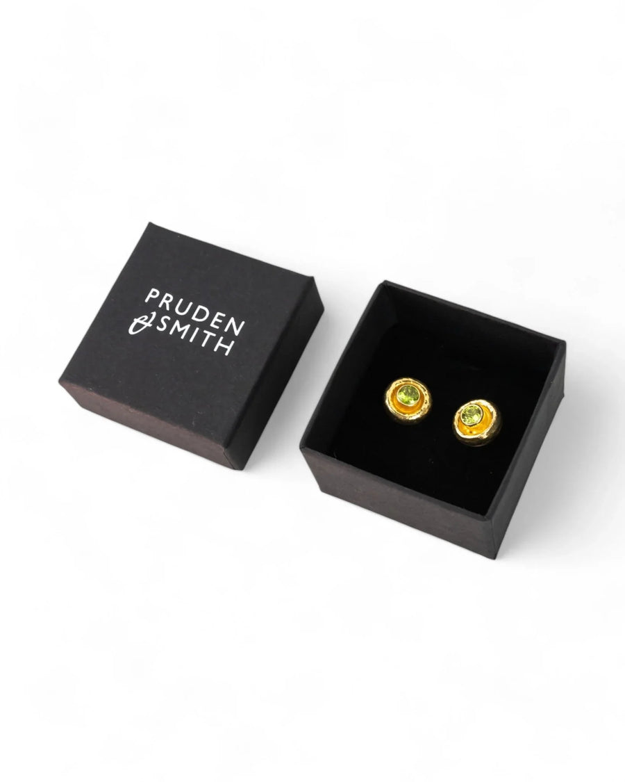 Hammered Round Peridot Stud Earrings (12mm) Earrings Pruden and Smith