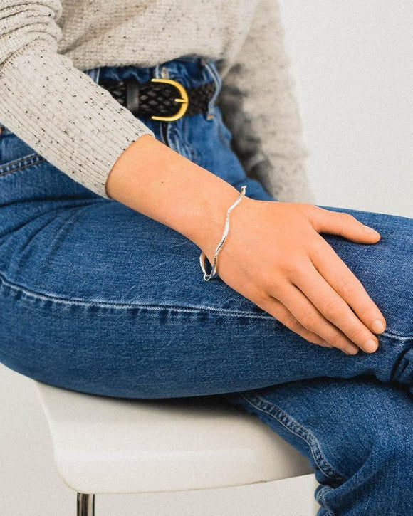 Hammered Silver Crescent Bracelet Bracelet Pruden and Smith