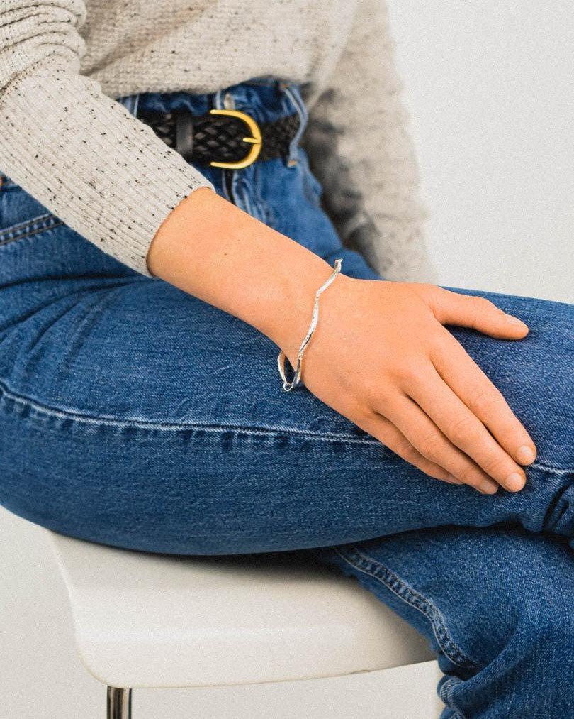 Hammered Silver Crescent Bracelet Bracelet Pruden and Smith