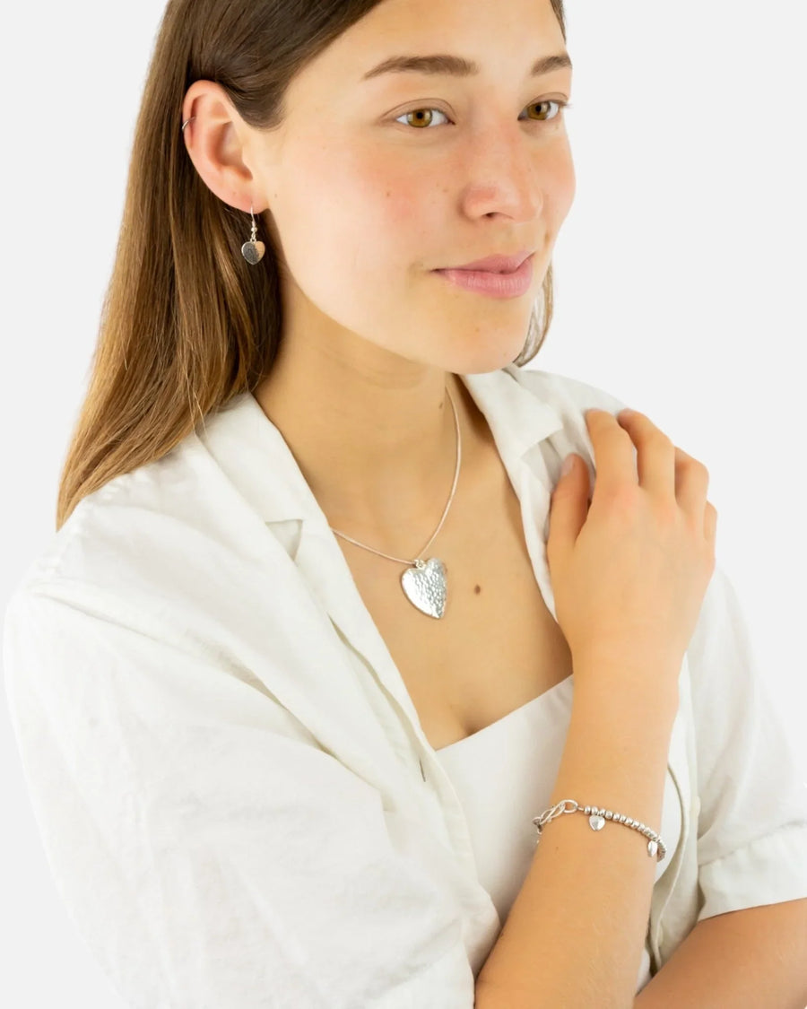 Hammered Silver Heart Pendant (Large) Pendant Pruden and Smith