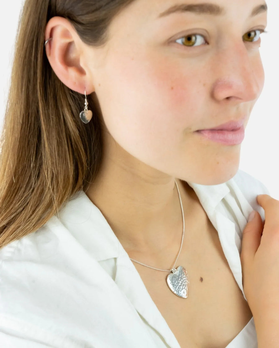 Hammered Silver Heart Pendant (Large) Pendant Pruden and Smith