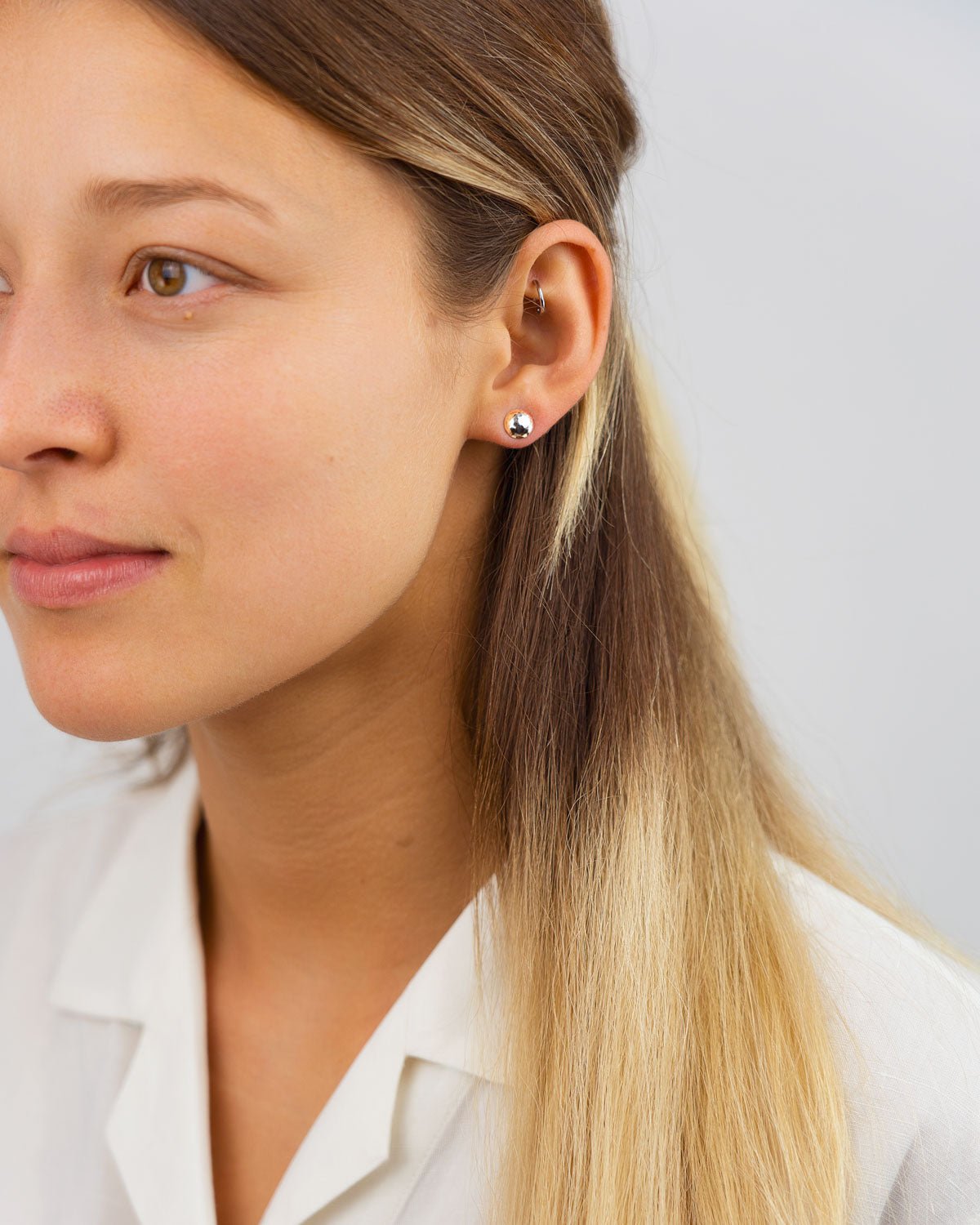 Hammered Silver Stud Earrings Earrings Pruden and Smith