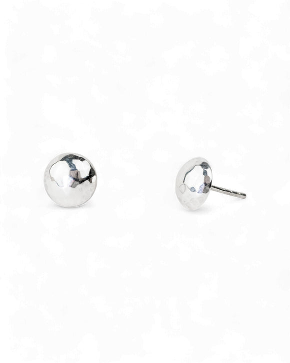 Hammered Silver Stud Earrings Earrings Pruden and Smith 8mm