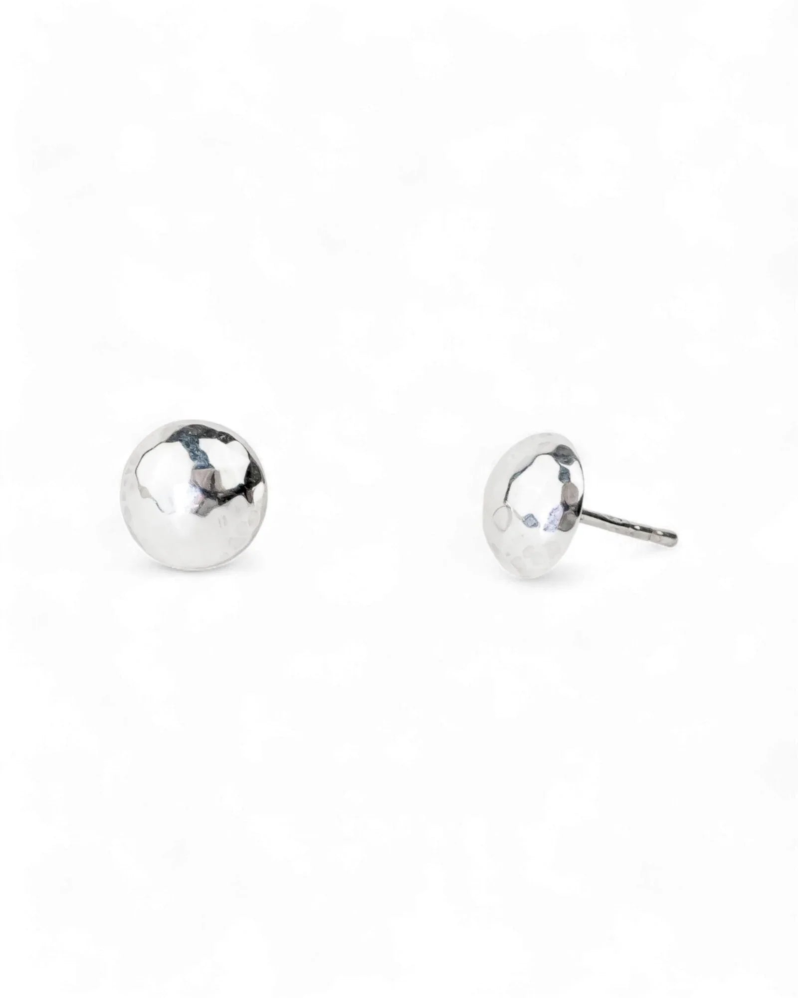 Hammered Silver Stud Earrings Earrings Pruden and Smith 8mm