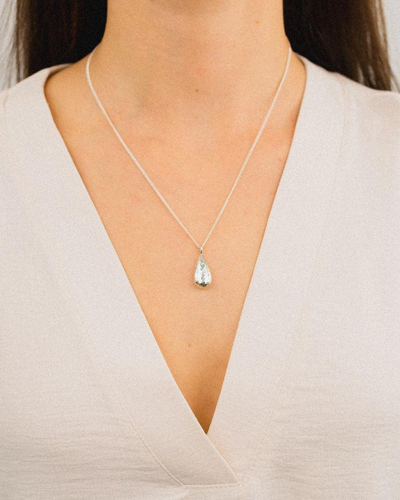 Hammered Silver Teardrop Pendant Pendant Pruden and Smith 18mm