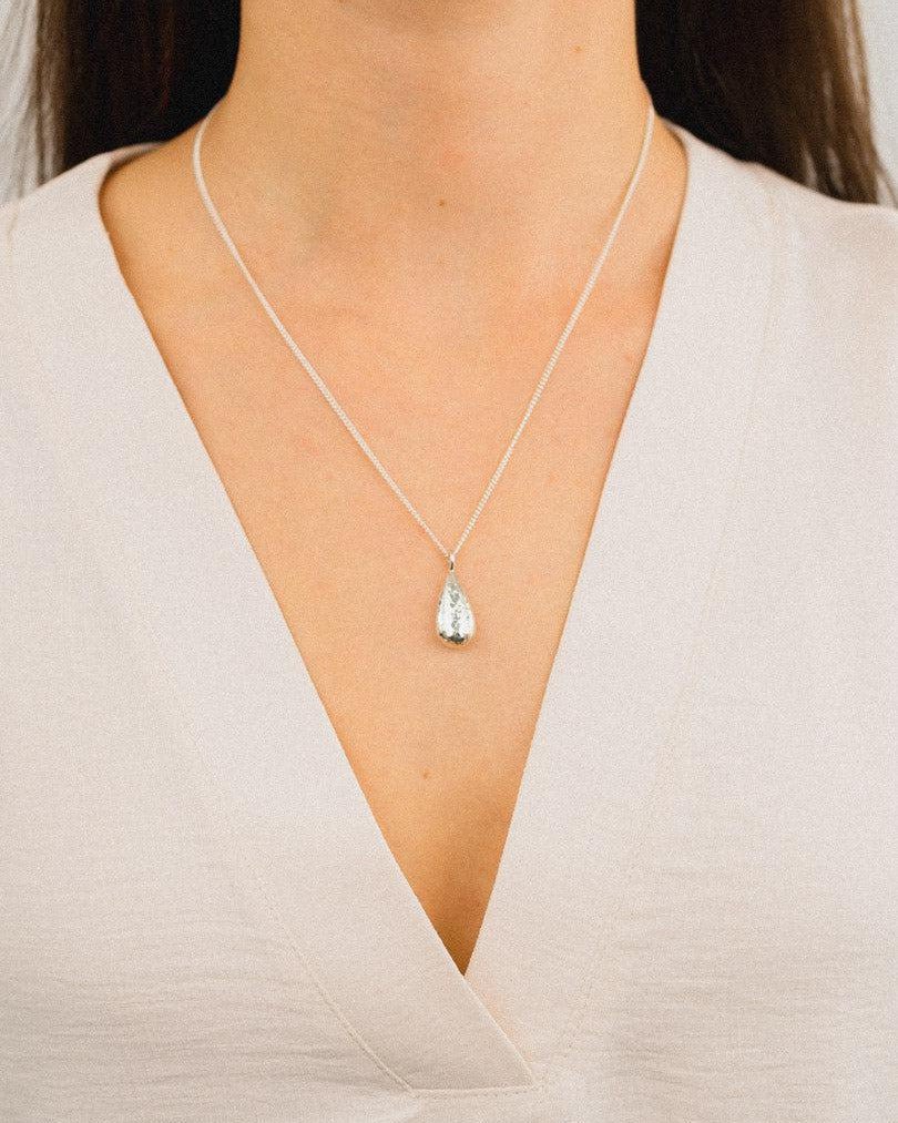Hammered Silver Teardrop Pendant Pendant Pruden and Smith 18mm