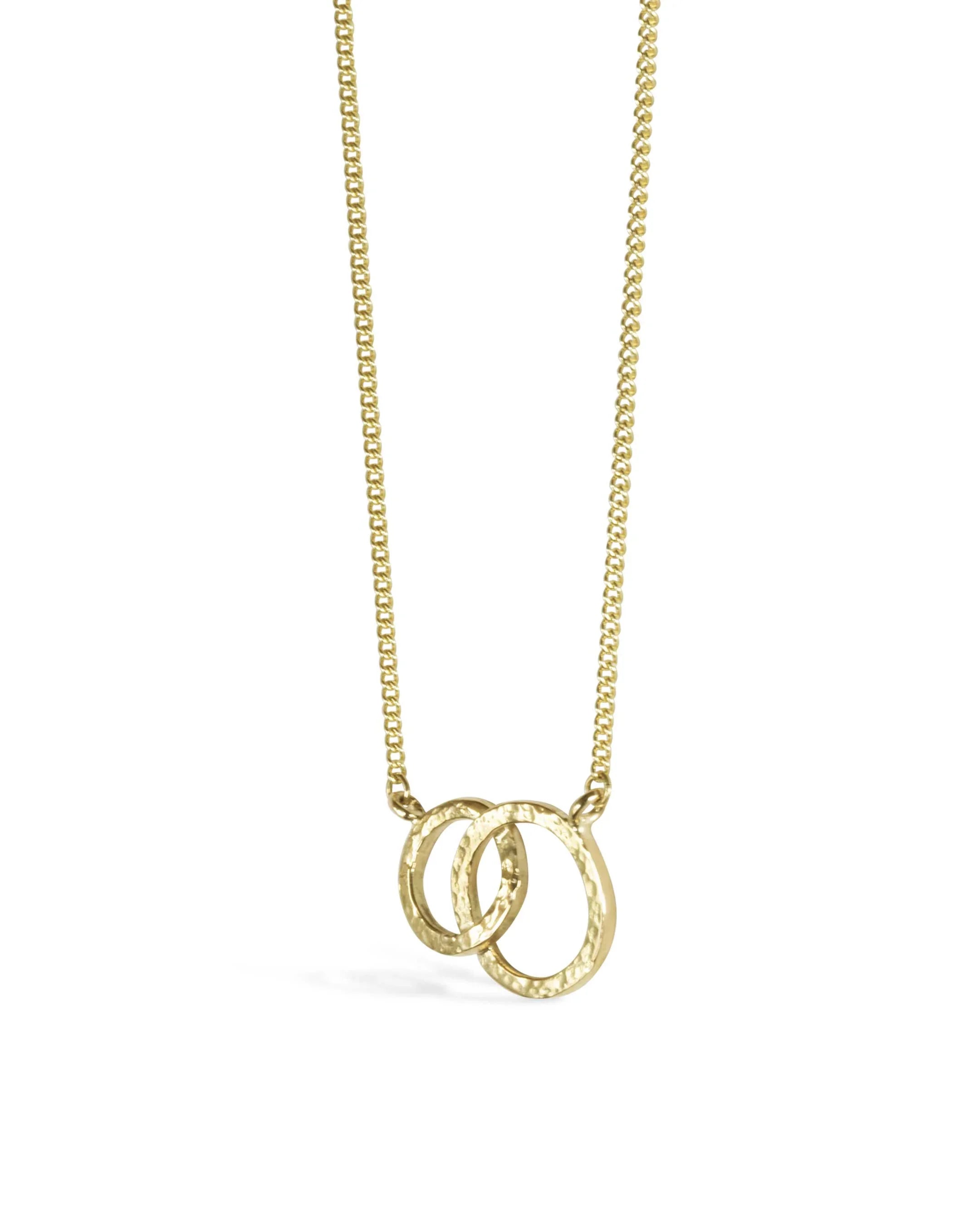 Hammered Solid 9ct Gold Double Ring Pendant Pruden and Smith Small