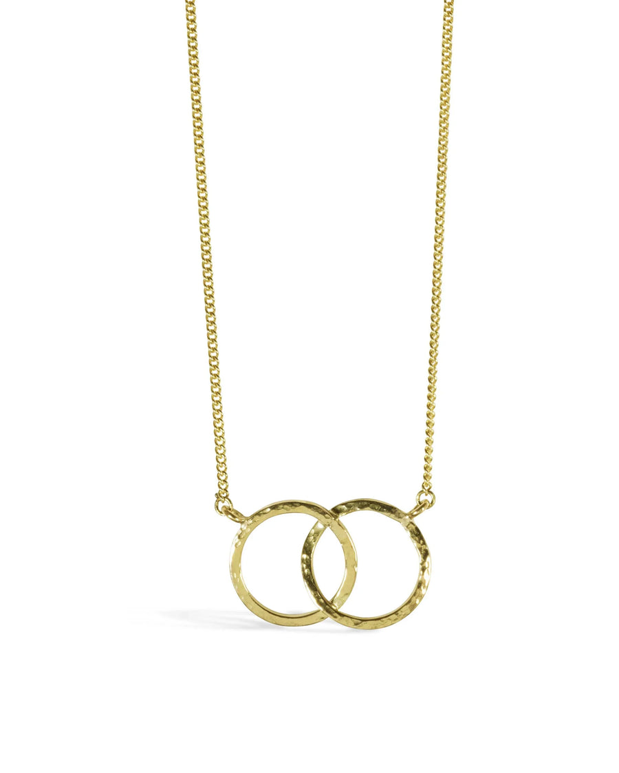 Handmade Hammered Solid 9ct Gold Double Ring Pendant Pruden and Smith