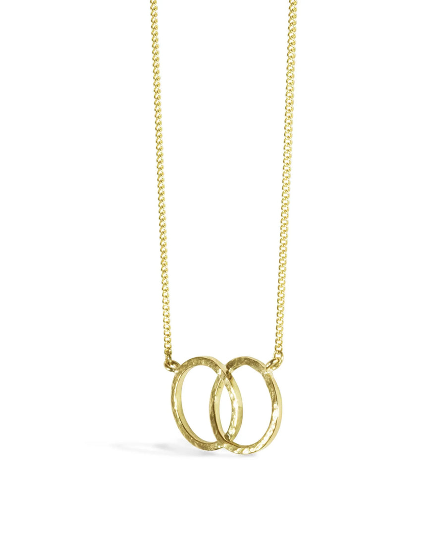 Hammered Solid 9ct Gold Double Ring Pendant Pruden and Smith Large