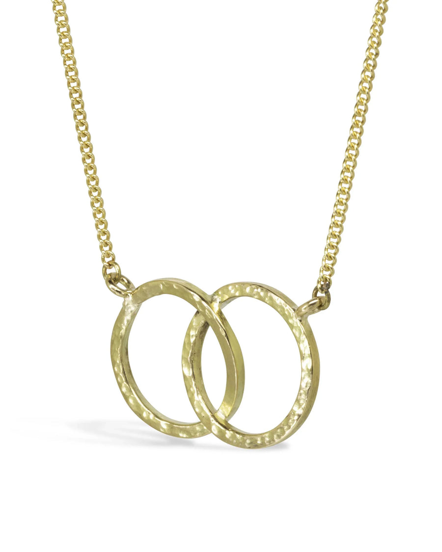 Hammered Solid 9ct Gold Toi et Moi Pendant Pruden and Smith